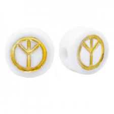 Acrylic beads Peace White-gold